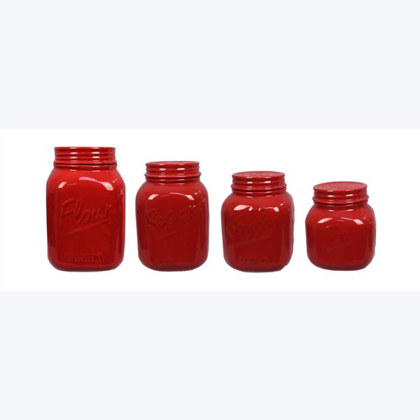 Ceramic 4 Piece Kitchen Canister Set Young's Inc